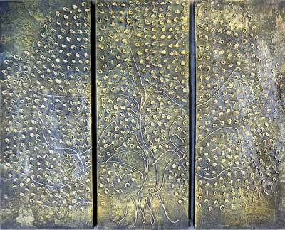 Set 3 Tablouri pictate manual Tree of Life, L foto