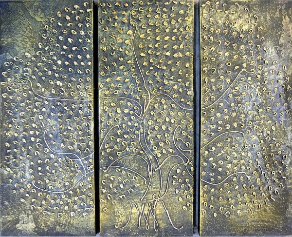 Set 3 Tablouri pictate manual Tree of Life, L
