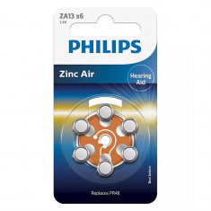 Set 6 baterii auditive Zinc Air Philips, ZA13, 1.4 V, 280 mAh, ambalaj blister