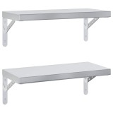 Rafturi de perete, 2 buc. 50x23,5 cm argintiu otel inoxidabil