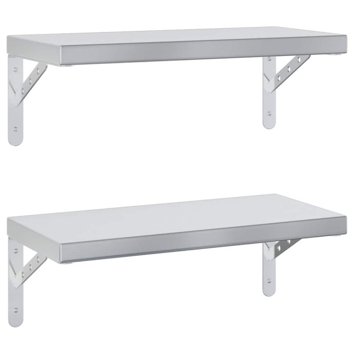 Rafturi de perete, 2 buc. 50x23,5 cm argintiu otel inoxidabil