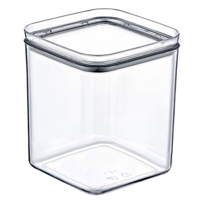 Recipient Depozitare Cereale, Model Transparent, Capacitate 1L, Plastic, 10.5x10.5x12 cm foto