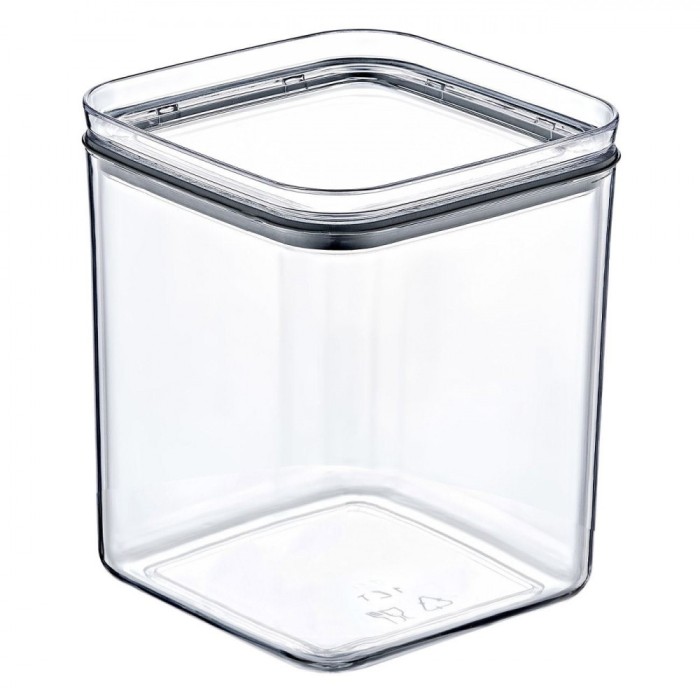 Recipient Depozitare Cereale, Model Transparent, Capacitate 1L, Plastic, 10.5x10.5x12 cm