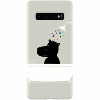 Husa silicon personalizata pentru Samsung Galaxy S10 Plus, Hippo Bath foto