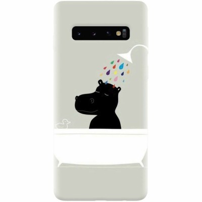 Husa silicon personalizata pentru Samsung Galaxy S10, Hippo Bath foto