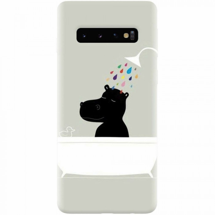 Husa silicon personalizata pentru Samsung Galaxy S10 Plus, Hippo Bath