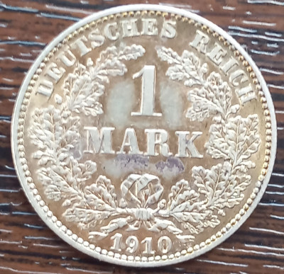 (A226) MONEDA DIN ARGINT GERMANIA - 1 MARK 1910, LIT. E, STARE FOARTE BUNA,LUCIU foto