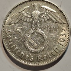 Germania Nazista 5 reichsmark 1937 J argint