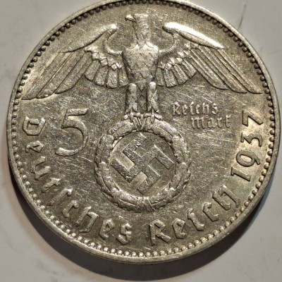 Germania Nazista 5 reichsmark 1937 J argint foto