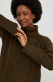 Cumpara ieftin Answear Lab pulover de lana femei, culoarea verde, cu guler