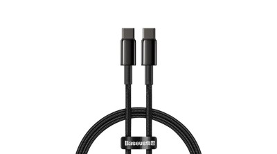 Cablu Baseus CATWJ-01 USB-C - USB-C PD QC 100W 5A 1m - negru foto