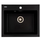 FCB-5949PBM/1, Chiuveta de bucatarie din granit cu o cuva, seria PRIZMA, Black/Metallic, 590x495x200 mm, FLOW