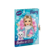 Jurnal Besties Ice Queen A5 cu Cheie si Lacat - 60 de Foi, Hartie Albastra Liniata, GR141005_1, Grafix