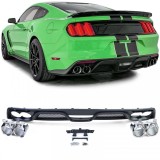 Difuzor spate cu aspect Shelby GT350 + tevi de esapament duble, potrivit pentru Ford Mustang 6 14-17 Performance AutoTuning