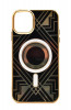 Husa Luxury Glitter tip MagSafe cu insertii aurii pentru Apple iPhone 14 Pro, Negru, Oem