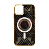 Husa Luxury Glitter tip MagSafe cu insertii aurii pentru Apple iPhone 12 Pro, Negru