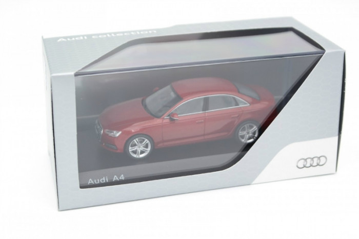 Macheta auto Audi A4 rosu metalizat 2018, 1:43 Spark Dealer edition