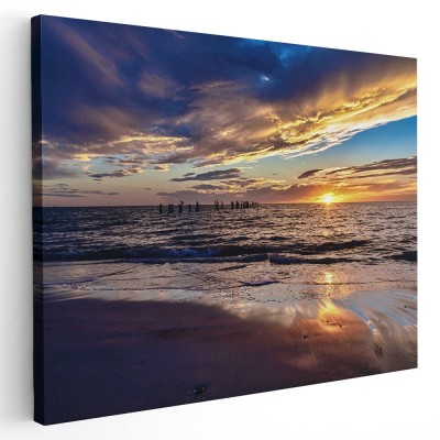Tablou peisaj plaja la apus Tablou canvas pe panza CU RAMA 60x90 cm foto