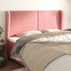 vidaXL Tăblie de pat cu aripioare, roz, 183x23x118/128 cm, catifea