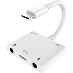 Adaptor 3 in 1 de la USB Type C la 2 x Jack Mama 3,5 mm, Type C foto