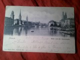 Carte postala ilustrata Zurich Elvetia circulata 1899 la Focsani dlui Miltiade Cariadi