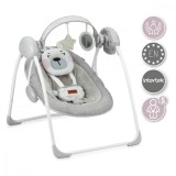 Leagan pentru bebelusi, MoMi LISS Bear Pink, 5 viteze de balansare, Cronometru, Alimentare baterii