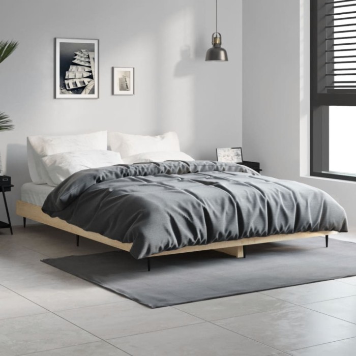 vidaXL Cadru pat fără saltea stejar sonoma, 140x190 cm, lemn prelucrat 832280