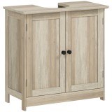 HOMCOM Dulap Sub Lavoar Baie 60x30x60cm, MDF, Gri, 2 Uși, Poliță Reglabilă