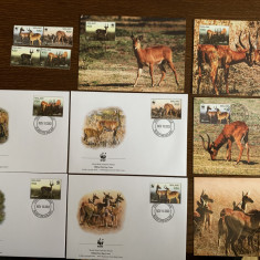 malawi - antilope - serie 4 timbre MNH, 4 FDC, 4 maxime, fauna wwf