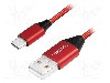 Cablu USB A mufa, USB C mufa, USB 2.0, lungime 1m, ro&amp;#351;u, LOGILINK - CU0148