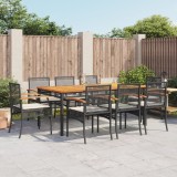 VidaXL Set mobilier de grădină cu perne, 9 piese, negru, poliratan