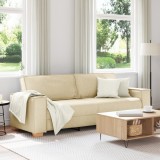 vidaXL Canapea de 3 persoane, crem, 180 cm, textil