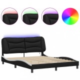 Cumpara ieftin Cadru de pat cu LED fara saltea, Hvar, negru si alb, 160x200 cm