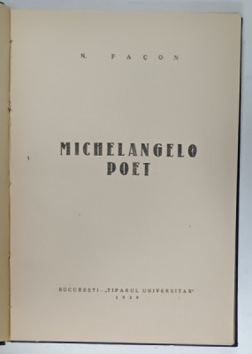 MICHELANGELO POET de N. FACON , 1939 foto