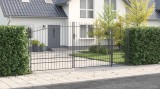 vidaXL Poarta de grădină cu v&acirc;rf lance gri 195x500 cm oțel