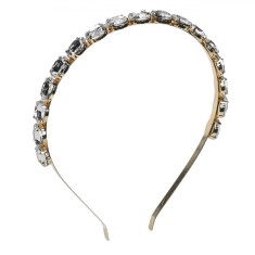 Bentită Par Femei, Metalică, Pietre Ovale Transparente, Culoare Auriu