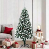 vidaXL Brad de Crăciun artificial Verde 180 cm PVC și Oțel și Plastic 3396269
