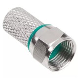 Mufa F RG6U Cupru HQ Dublu Izolata Inel Verde, Mufa Satelit, Conector Cablu Coaxial, Performanta Ridicata, Durabila