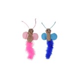 Jucarie pentru pisici, fluture, roz, albastru, 27cm