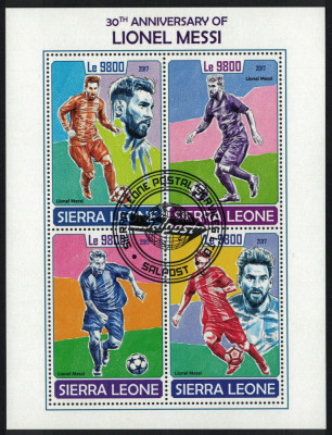 SIERRA LEONE 2017 - Lionel Messi aniv. 30 ani/ set complet - colita + bloc foto