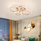 Lustra LED BETTY 43W cu telecomanda, 4 cercuri, dimabila, auriu lucios