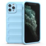 Husa pentru iphone 11 pro, antisoc, margini cu striatii, design minimalist, bleu