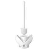 Cumpara ieftin Perie de toaleta cu suport Sangfor, 14 x 44 cm, plastic, silicon, otel inoxidabil, alb