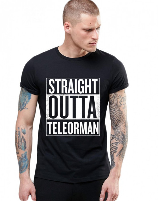 Tricou negru barbati - Straight Outta Teleorman - L