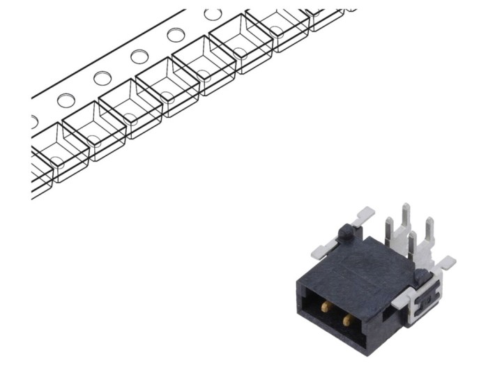 Conector PCB-PCB tată 2 pini, 2,54mm