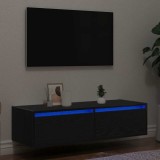 vidaXL Dulap TV cu lumini LED Stejar negru 100X35,5x25 cm