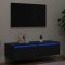 Gossi dulap tv cu lumini led stejar negru 100x35,5x25 cm