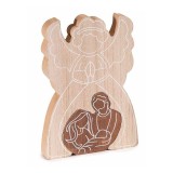 Decoratiune Nasterea Domnului lemn natur maro 13.5x2x19 cm