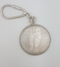 Breloc vintage din argint - motive religioase - Fecioara Maria