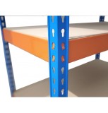 Raft triplu PROFESIONAL Premium 2000x2700x400 mm (HxLxl) lacuit albastru/portocaliu 5 polite MDF, 7500 kg, 7 ani garantie, PLUS